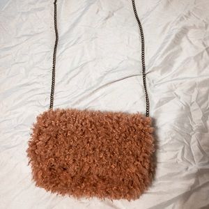 Blush pink fuzzy purse
